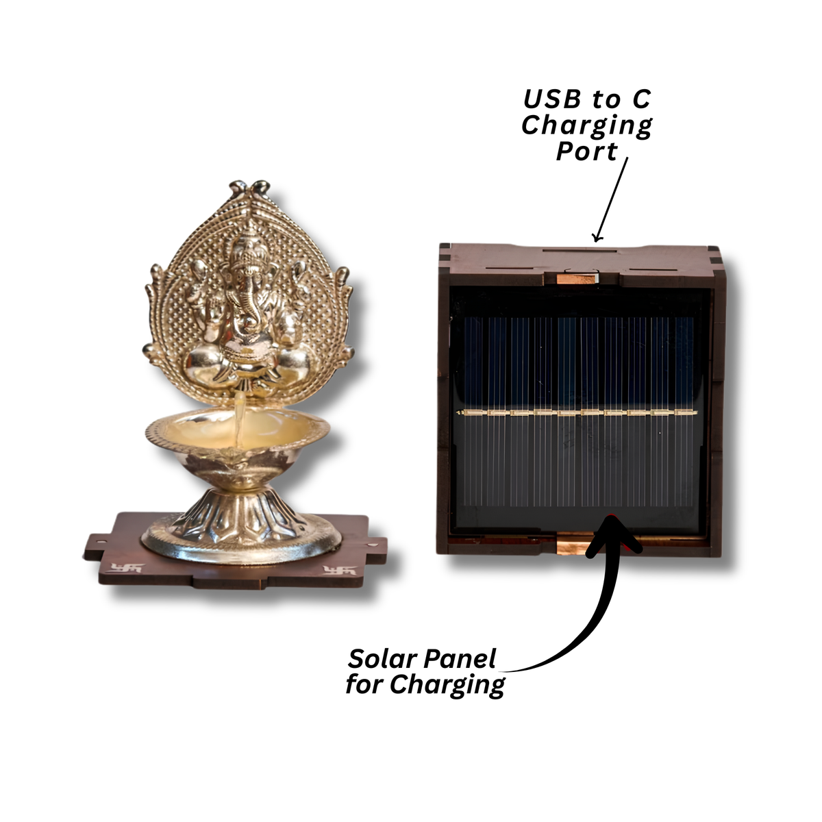 Solar Silver Ganpati Diya